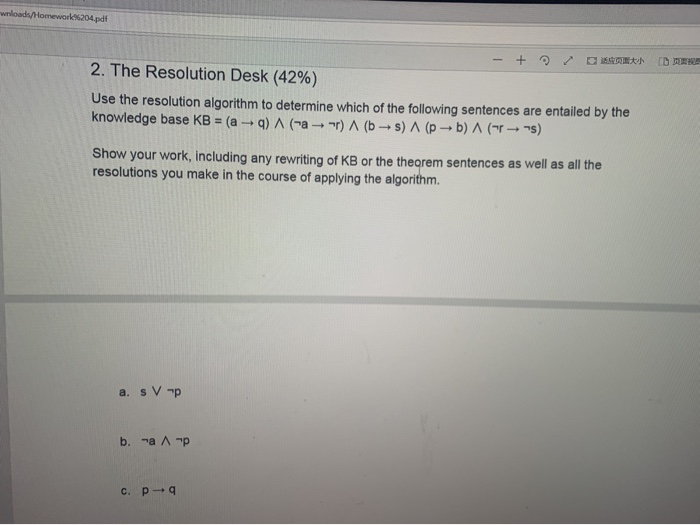 Use the resolution algorithm to determine which of | Chegg.com