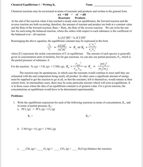 Solved aA+bB⇌cC+dD Reactants Products At the end of the | Chegg.com