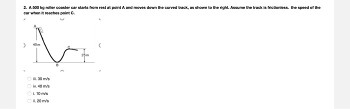 Solved 2. A 500 kg roller coaster car starts from rest at Chegg