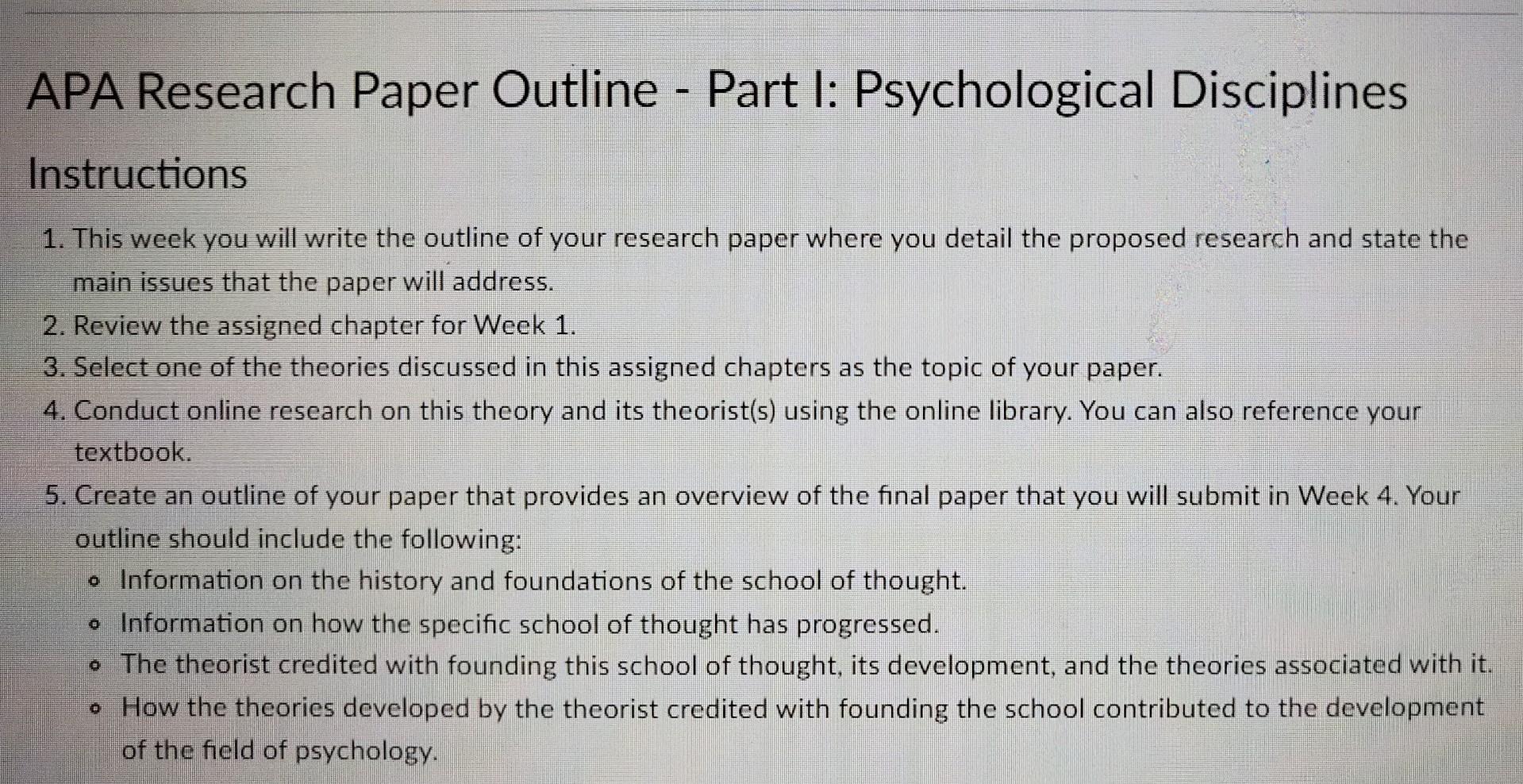 Solved Instructions 1 This Week You Will Write The Outline 8997