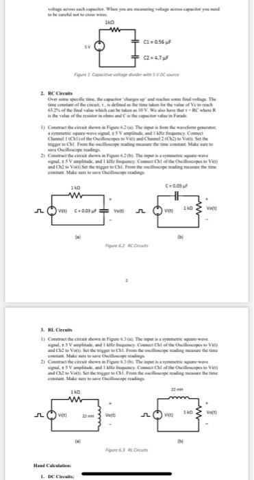 Solved 1. DC Circuits; 1) Calculate VC1 and VC2 for the | Chegg.com