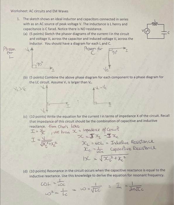 Solved 1. The sketch shows an ideal inductor and capacitors | Chegg.com