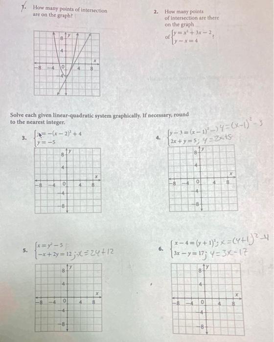 Solved 1. How many points of intersection are on the graph? | Chegg.com