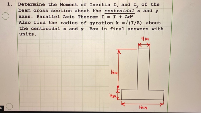 Solved O Determine the Moment of Inertia Ix and Iy of the | Chegg.com