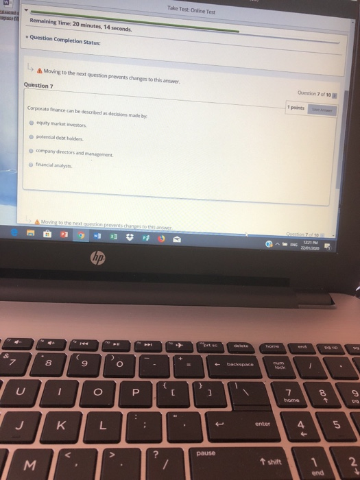 Solved Take Test: Online Test Remaining Time: 20 minutes, 14 | Chegg.com