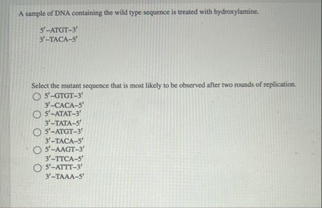 Solved A sample of DNA containing the wild type sequence is | Chegg.com