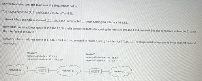 Solved Use The Following Scenario To Answer The 10 Questions | Chegg.com