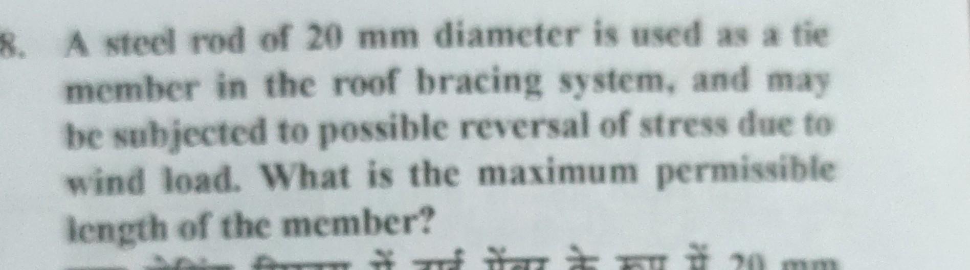 Solved A steel rod of 20 mm diameter is used as a tie member