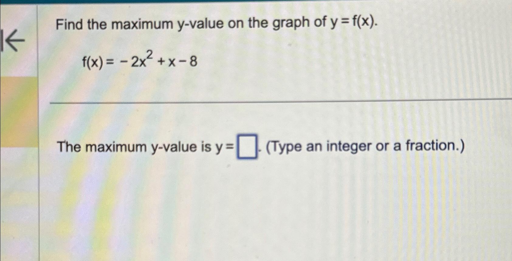 Solved Find The Maximum Y Value On The Graph Of 0168