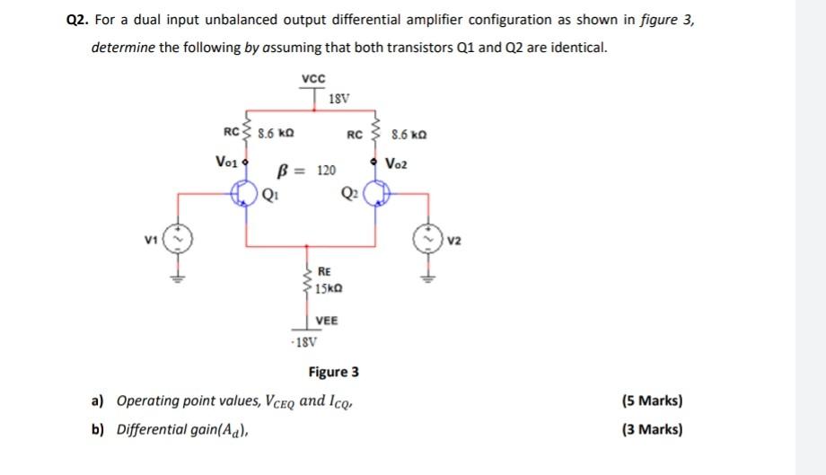 Solved Q2. For a dual input unbalanced output differential