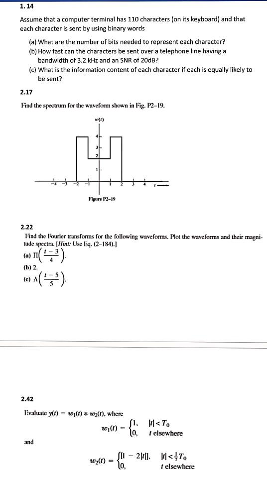 Solved 1. 14 Assume that a computer terminal has 110