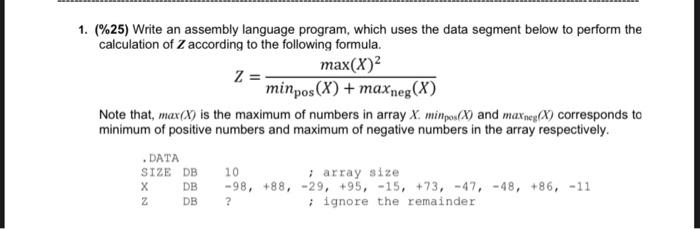 Solved 1. (%25) Write an assembly language program, which | Chegg.com