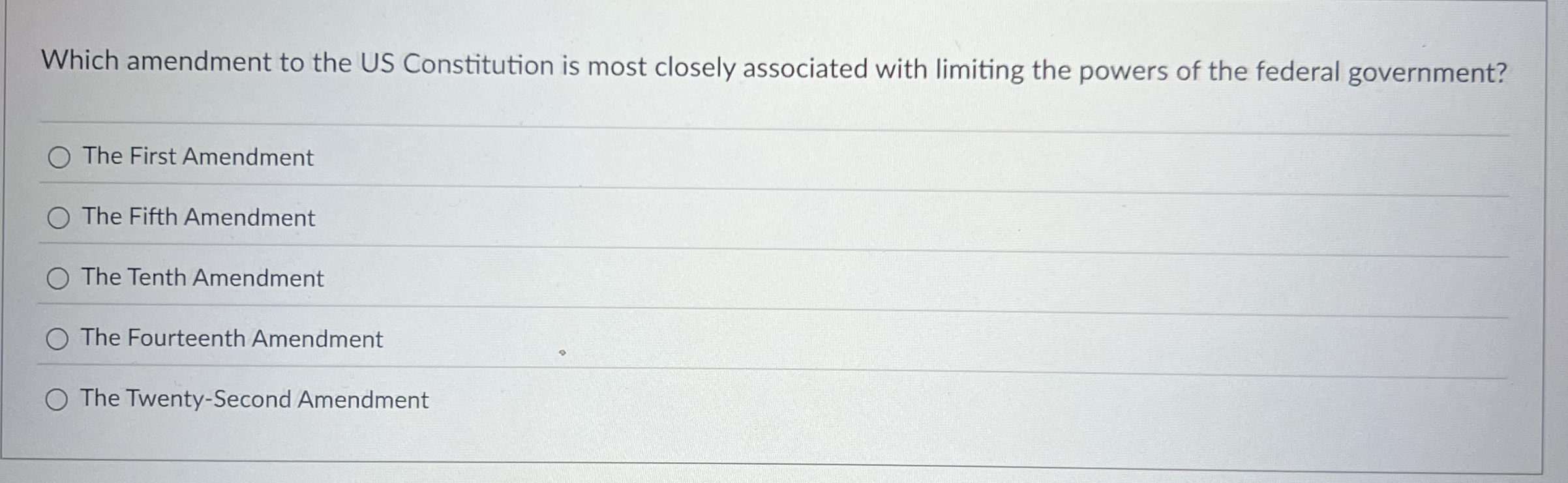 Solved Which amendment to the US Constitution is most | Chegg.com