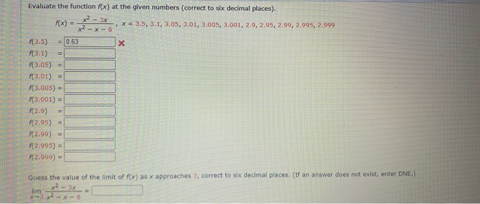 Solved: Evaluate The Function F(x) At The Given Numbers (c... | Chegg.com