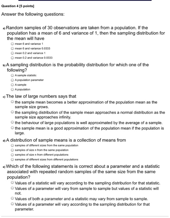 Solved Question 4 [5 points) Answer the following questions: | Chegg.com