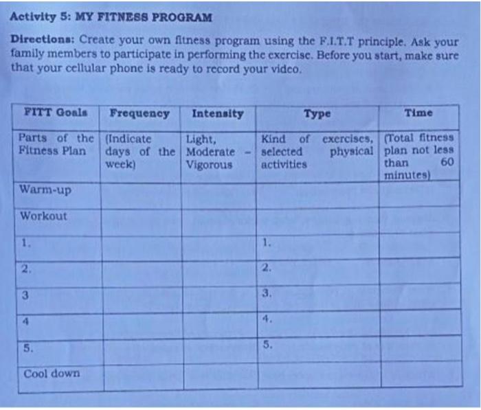 Use the FITT Chart to Get Fit! 