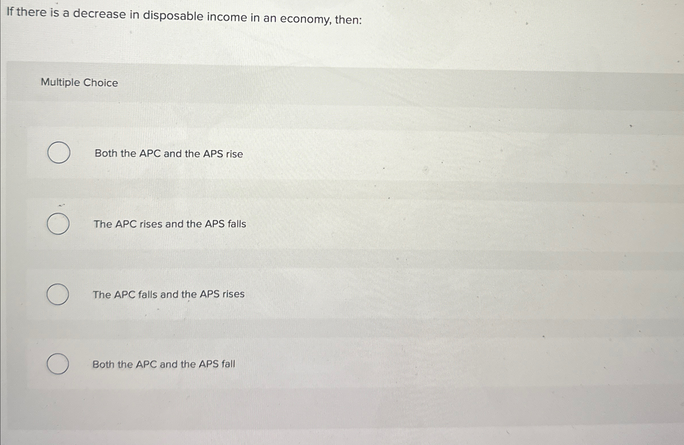 Solved If there is a decrease in disposable income in an | Chegg.com