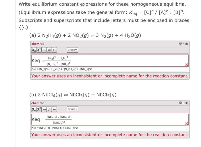 Solved Write Equilibrium Constant Expressions For These 3212