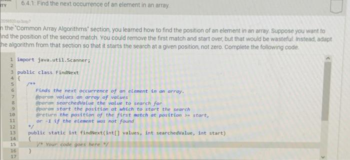 Solved TY 6.4.1: Find the next occurrence of an element in