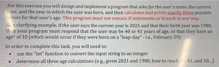 Solved For this exercise you will design and implement a | Chegg.com