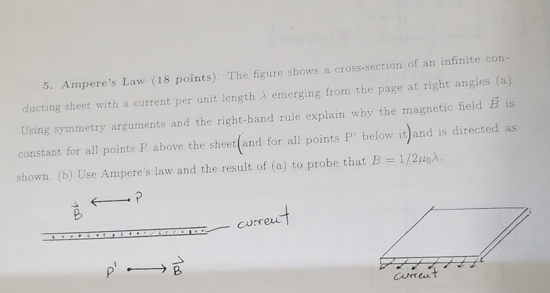 Solved 5. Ampere's Law ( 18 points). The figure shows a | Chegg.com