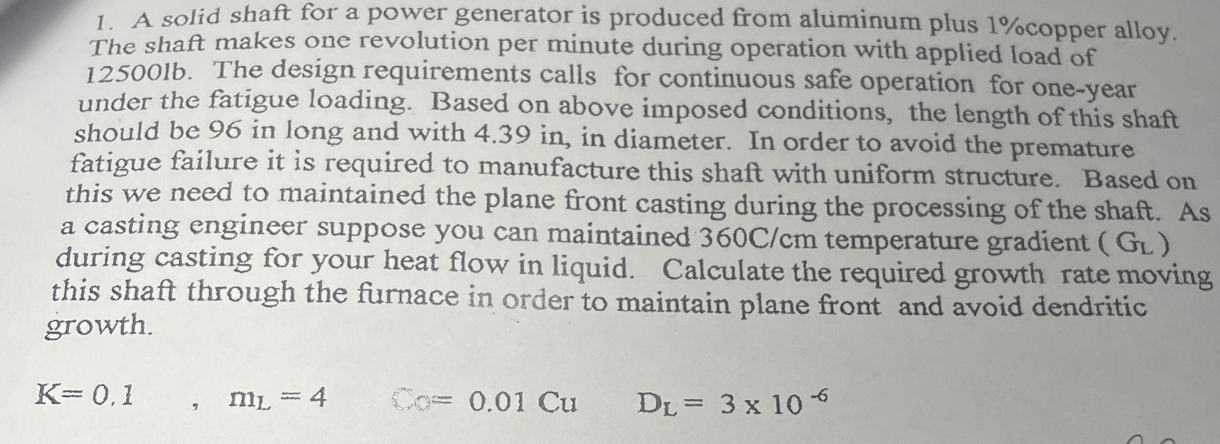 Solved A solid shaft for a power generator is produced from