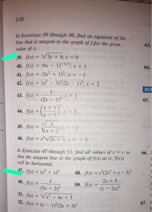 Solved 2-55 63. In Exercises 39 through 46, find an equation | Chegg.com
