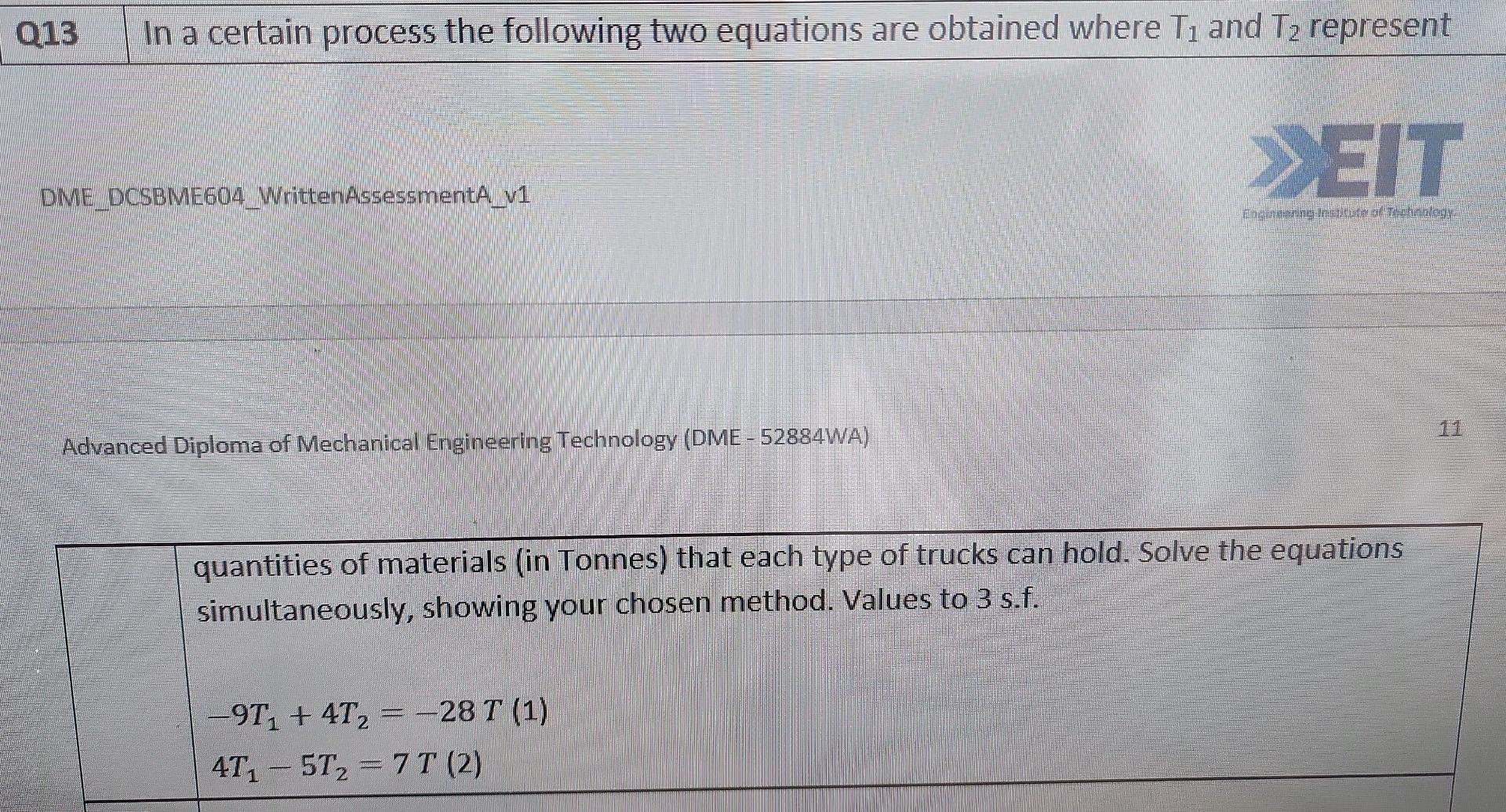 Solved 013 In a certain process the following two equations | Chegg.com