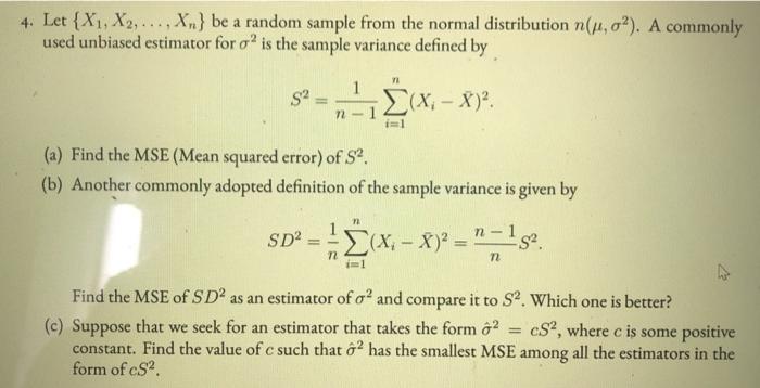 4 Let X1 X2 Be A Random Sample From The Chegg Com