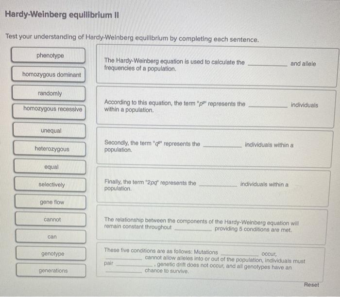 Solved Hardy-Weinberg equilibrium II Test your understanding | Chegg.com