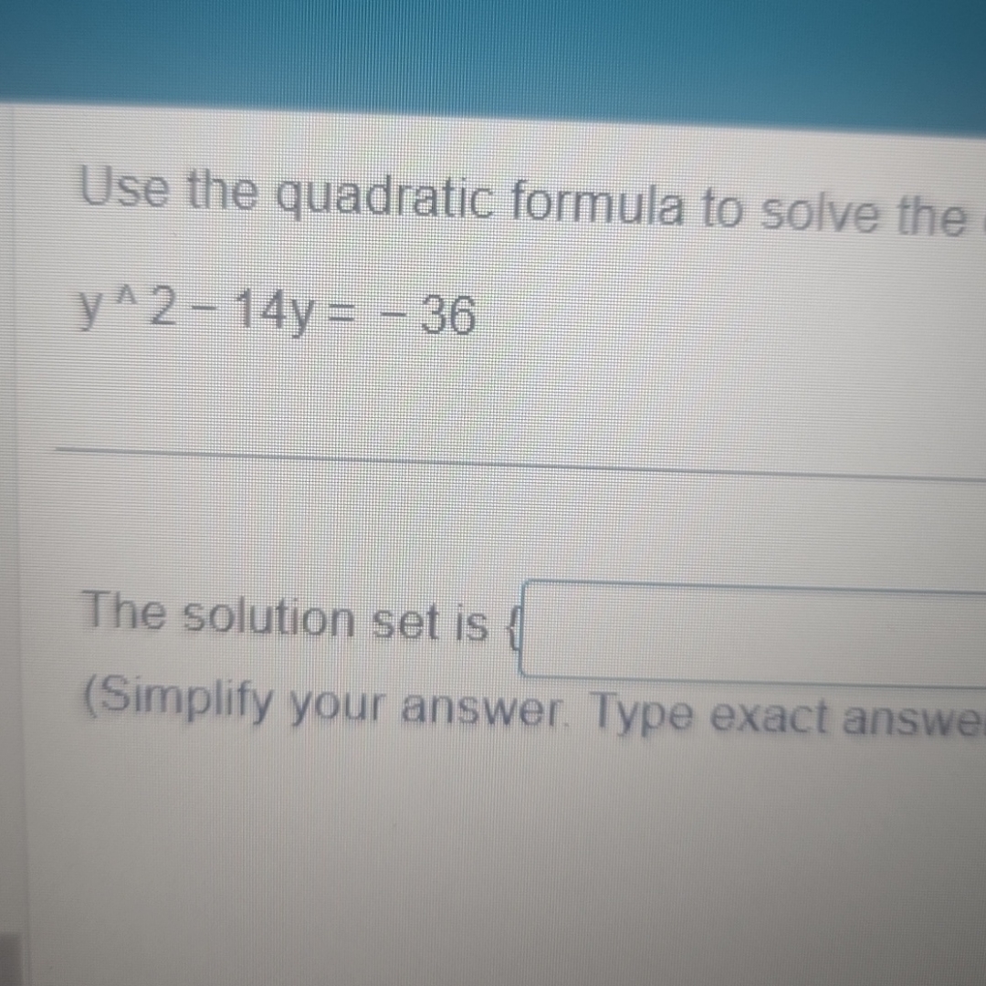 Solved Use the quadratic formula to solve the | Chegg.com