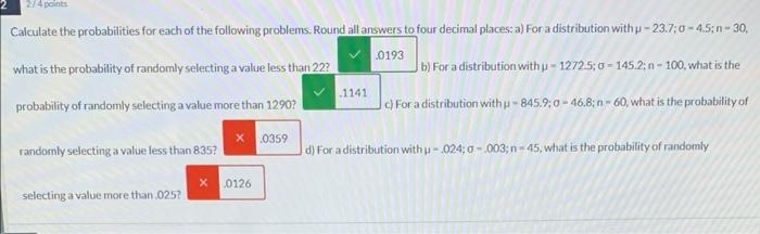 Solved Calculate the probabilities for each of the following | Chegg.com