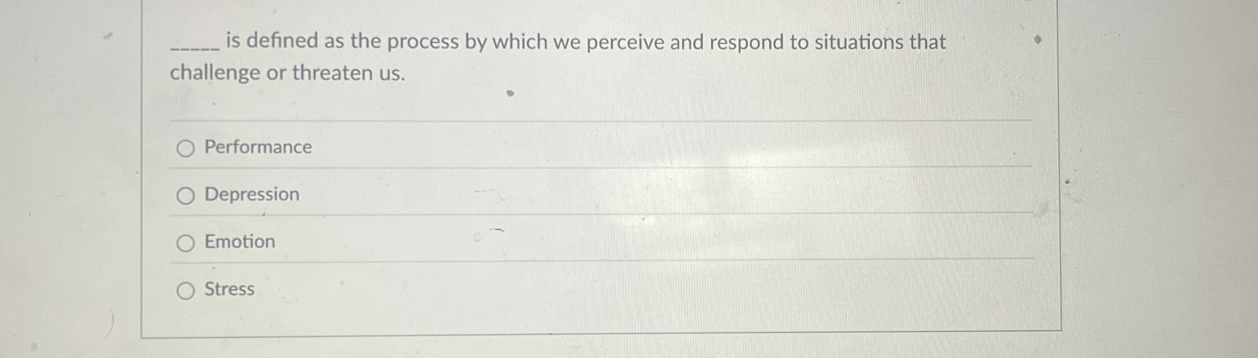 Solved q, ﻿is defined as the process by which we perceive | Chegg.com