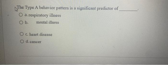 Solved The The Type A behavior pattern is a significant | Chegg.com