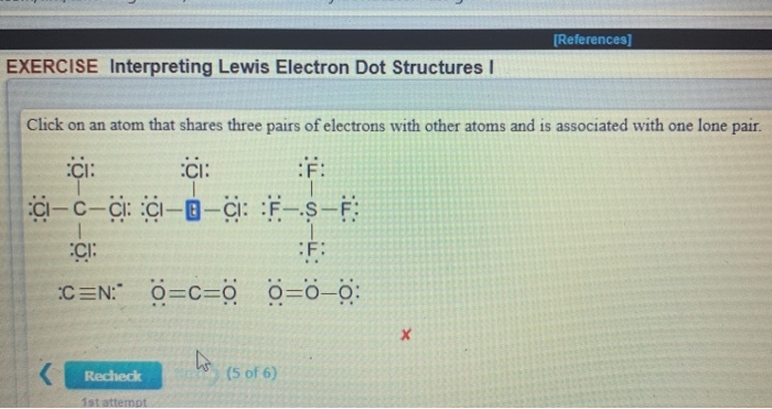 Solved [References) EXERCISE Interpreting Lewis Electron Dot | Chegg.com