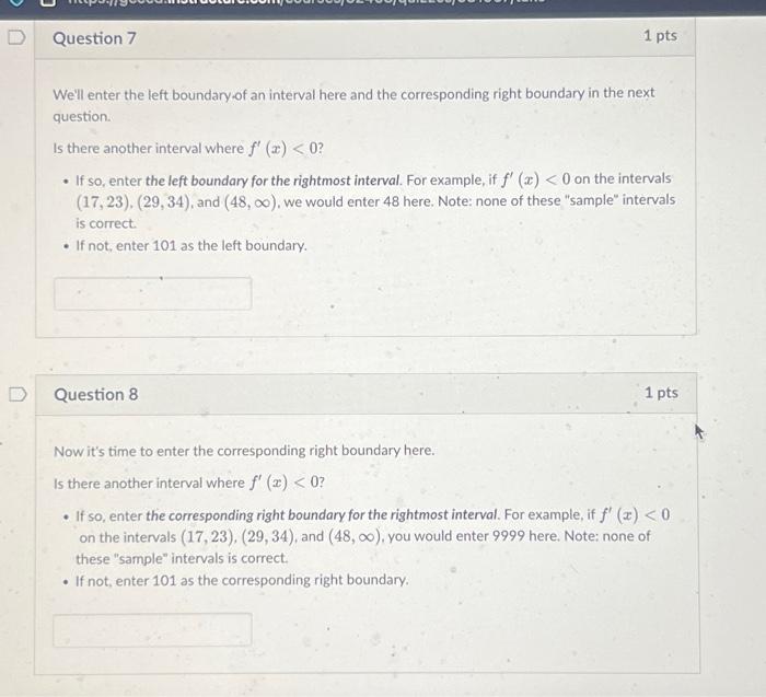 Well enter the left boundary.of an interval here and | Chegg.com