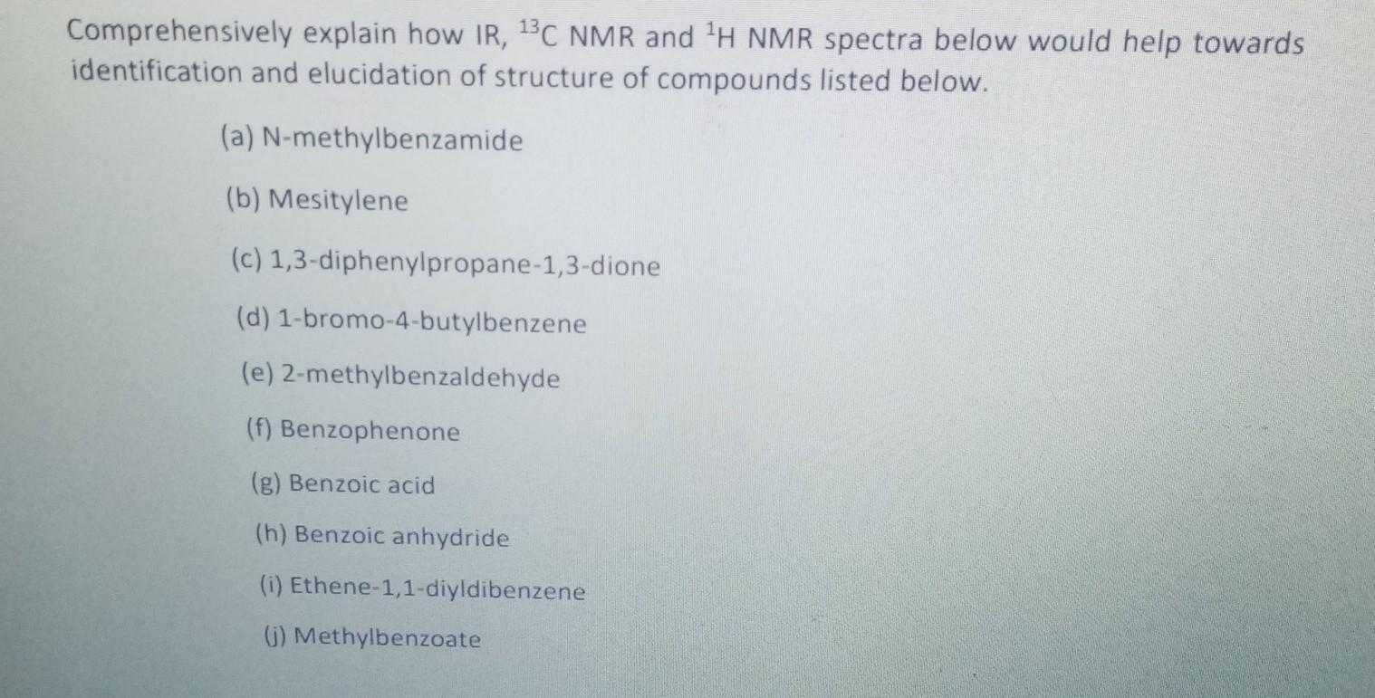 Solved Comprehensively explain how IR, ?13C ﻿NMR and ?1H | Chegg.com