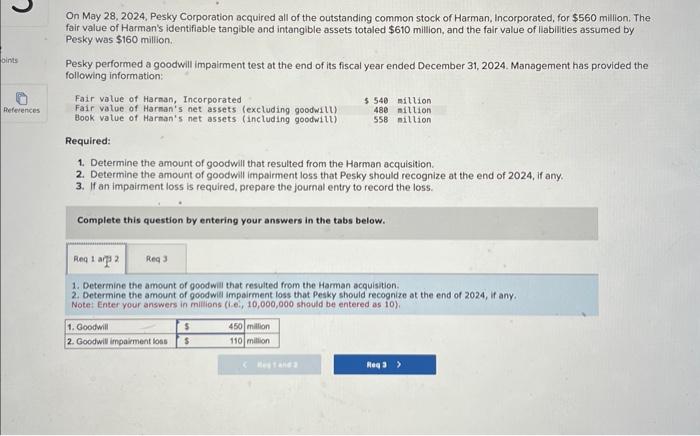 Solved On May 28 2024 Pesky Corporation Acquired All Of 1341