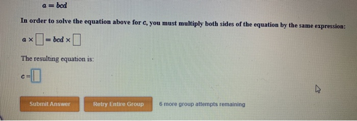 Solved A Bcd In Order To Solve The Equation Above For C Chegg Solved A Bcd In Order To Solve The Equation Above For C Chegg