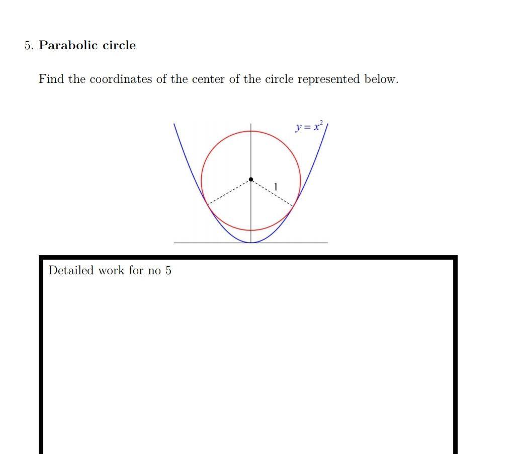 Solved 5. Parabolic circle Find the coordinates of the | Chegg.com