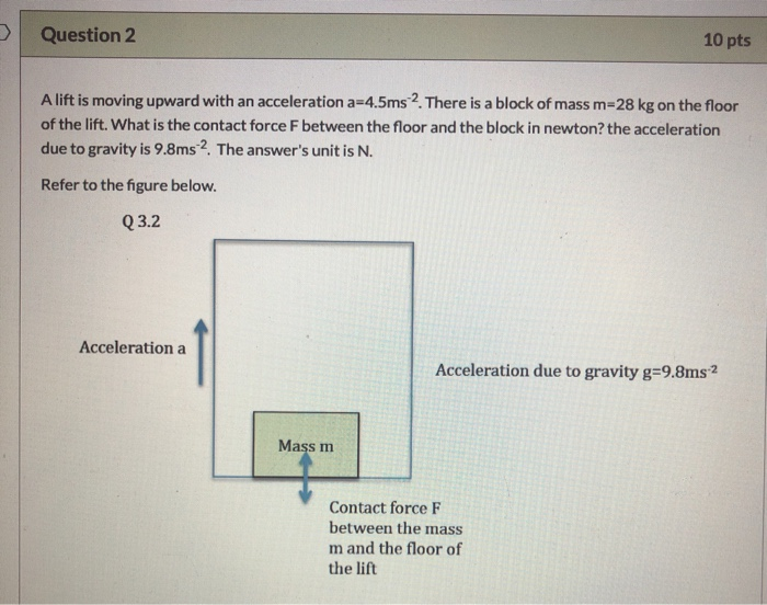 Solved Question 1 10 pts A force 92 N is accelerating a mass | Chegg.com