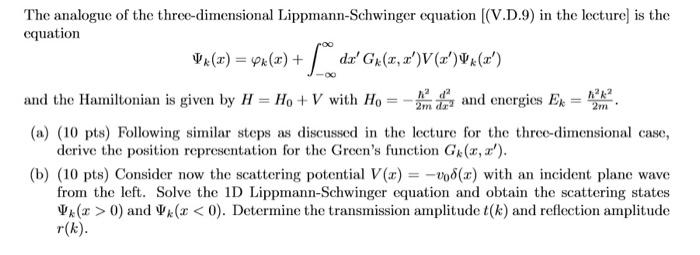 Solved 2m The Analogue Of The Three Dimensional Lippmann Chegg Com