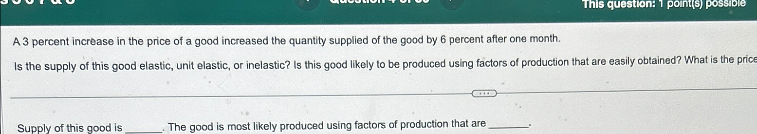 Solved A 3 ﻿percent increase in the price of a good | Chegg.com