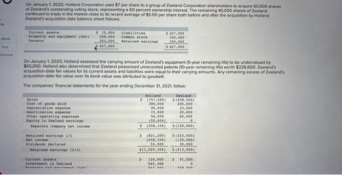 On January 1,2020 , Holland Corporation paid $7 per | Chegg.com