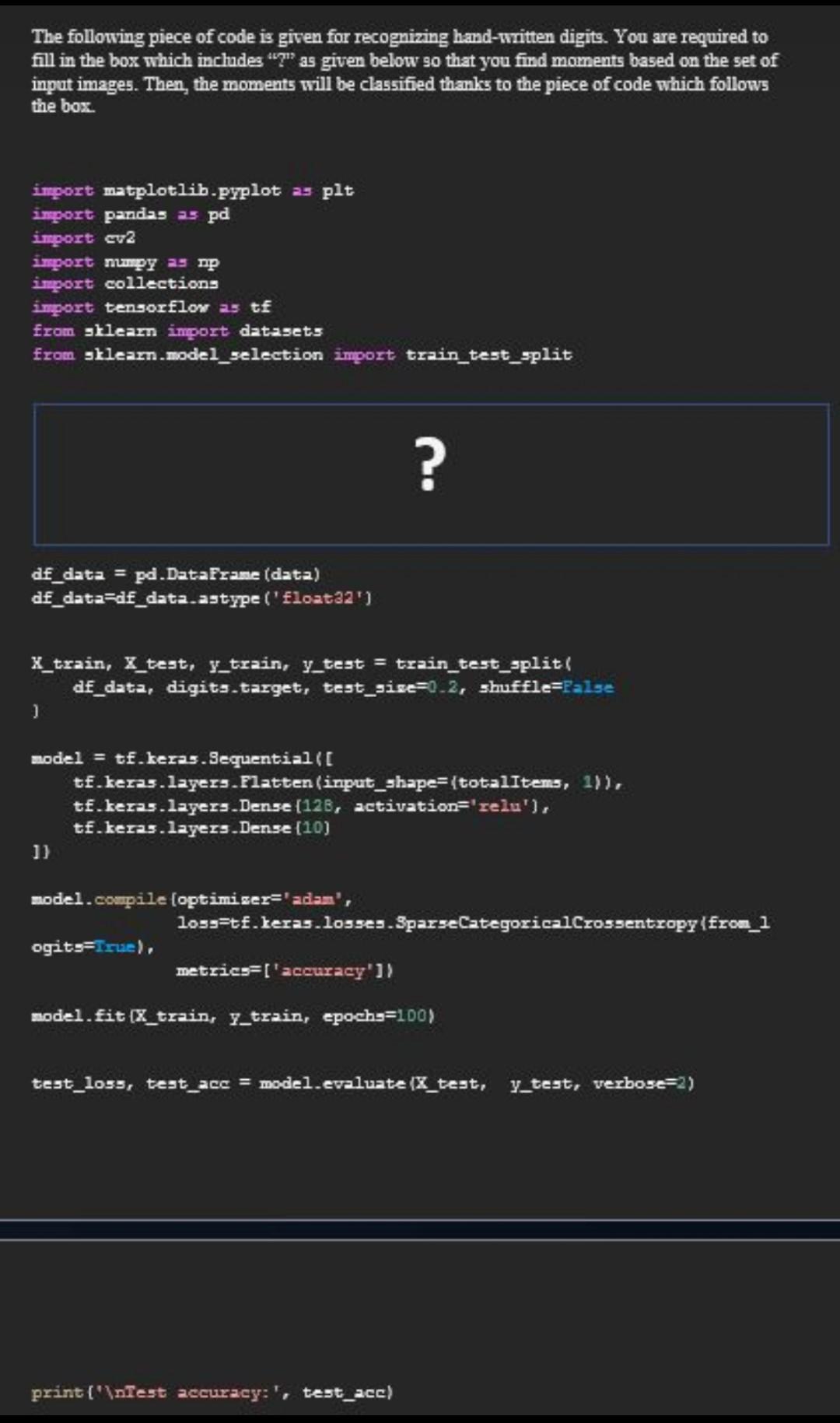 Solved The following piece of code is given for recognizing | Chegg.com