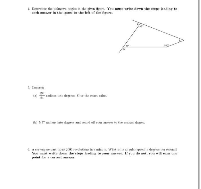 Solved 4. Determine the unknown angles in the given figure. | Chegg.com