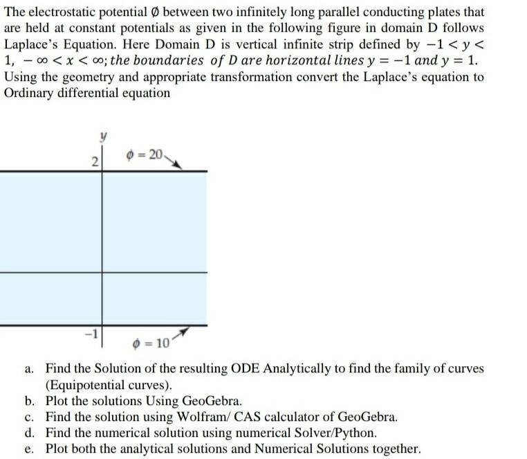 Solved The electrostatic potential Ø between two infinitely | Chegg.com