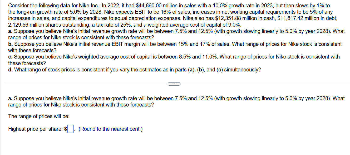 Solved By An Expert Consider The Following Data For Nikenike Inc In Chegg Com