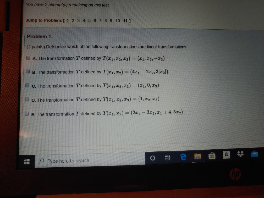 Solved You have 2 attempt(s) remaining on this test. Jump to | Chegg.com