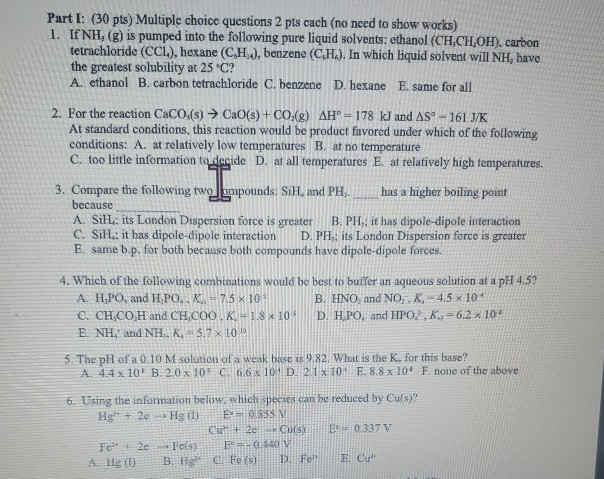 Solved Part I 30 Pts Multiple Choice Questions 2 Pts C Chegg Com